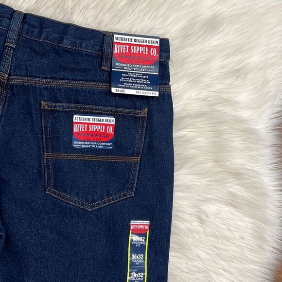 Rivet Supply Co Denim Jeans Relaxed Fit Dark Wash Mens 100% Cotton Size 36 x 32 - Picture 5 of 8